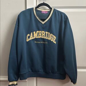 Edikted Navy and Yellow Crew Neck Sweater